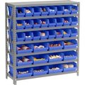 Global Equipment Steel Shelving with Total 36 4"H Plastic Shelf Bins Blue, 36x12x39-7 Shelves 603433BL